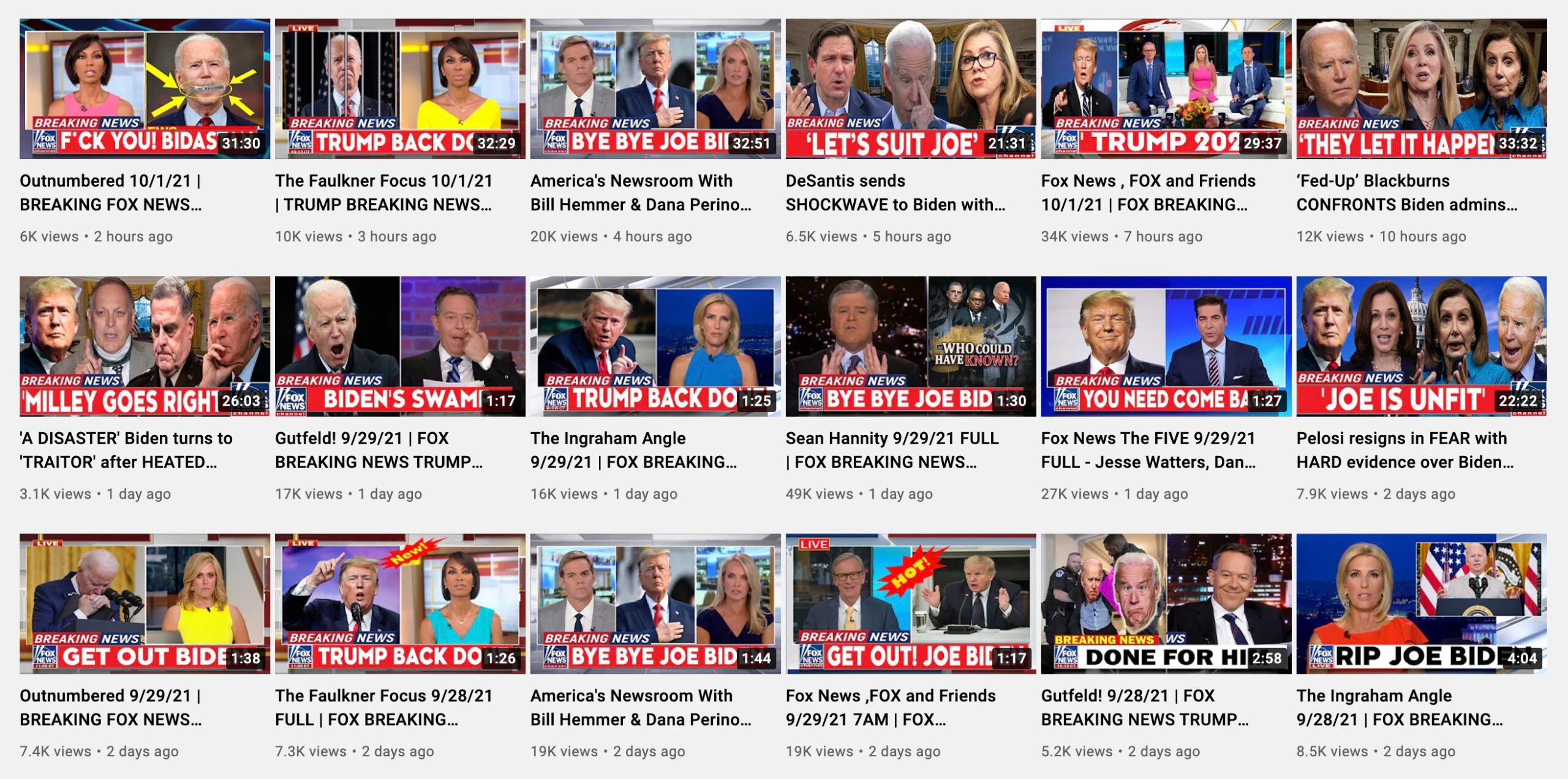 Los canales de YouTube verificados están publicando miniaturas modificadas en los videos de Fox News en cuentas llamadas Fox News Alert.