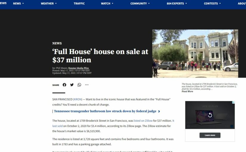 ¿La casa ‘Full House’ estaba oficialmente a la venta en Zillow por $ 37 millones?